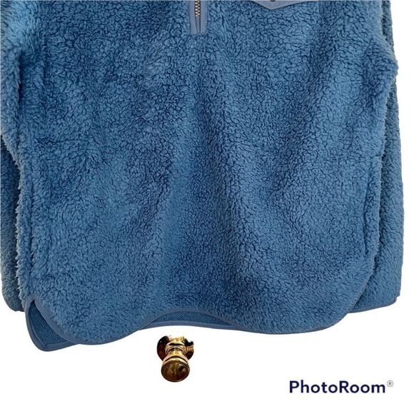 Te Verde Blue Plush Teddy Cozy Sherpa Fleece Pullover Half Zip Sweater - Picture 5 of 8